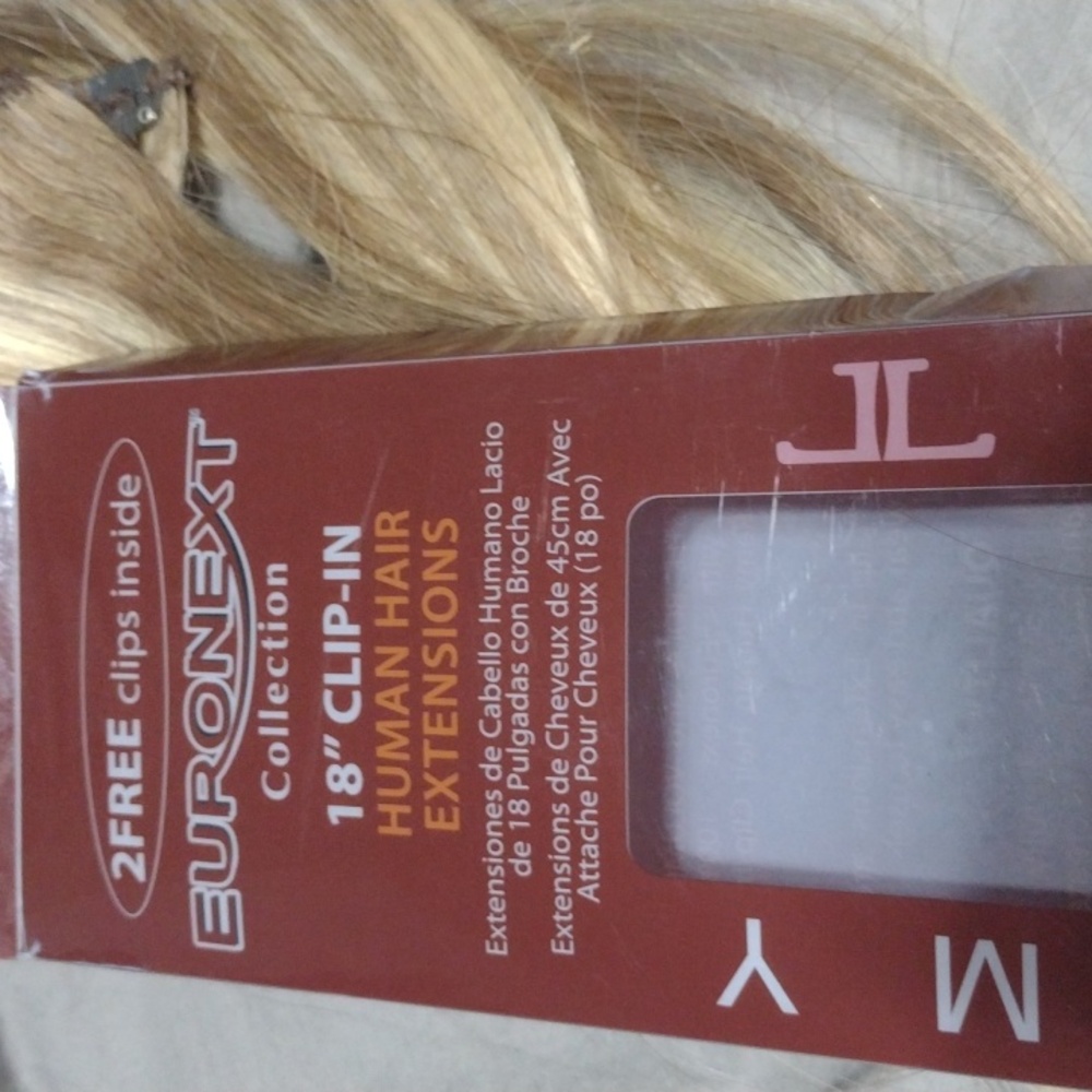 Euronext Remy Human Hair 16” Dark Blonde Frost 10pc Clip In Extensions
